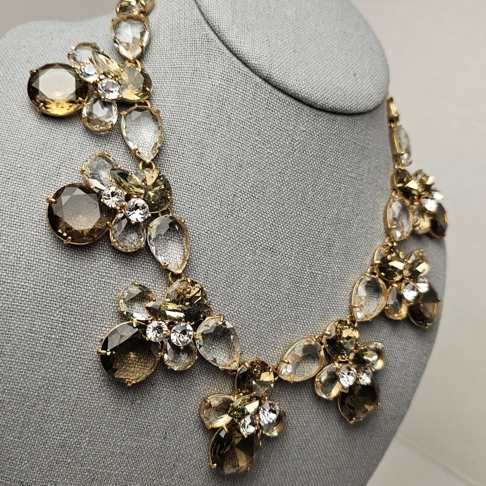 [J. Crew] Smokey Crystal Drop Bib Bumble Bee Statement Necklace - Picture 10 of 16